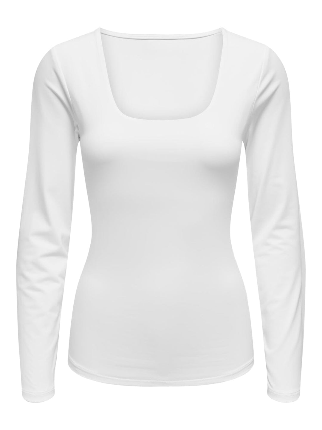 Only Onlea L/S 2-Way Deep Neck Top Bright White