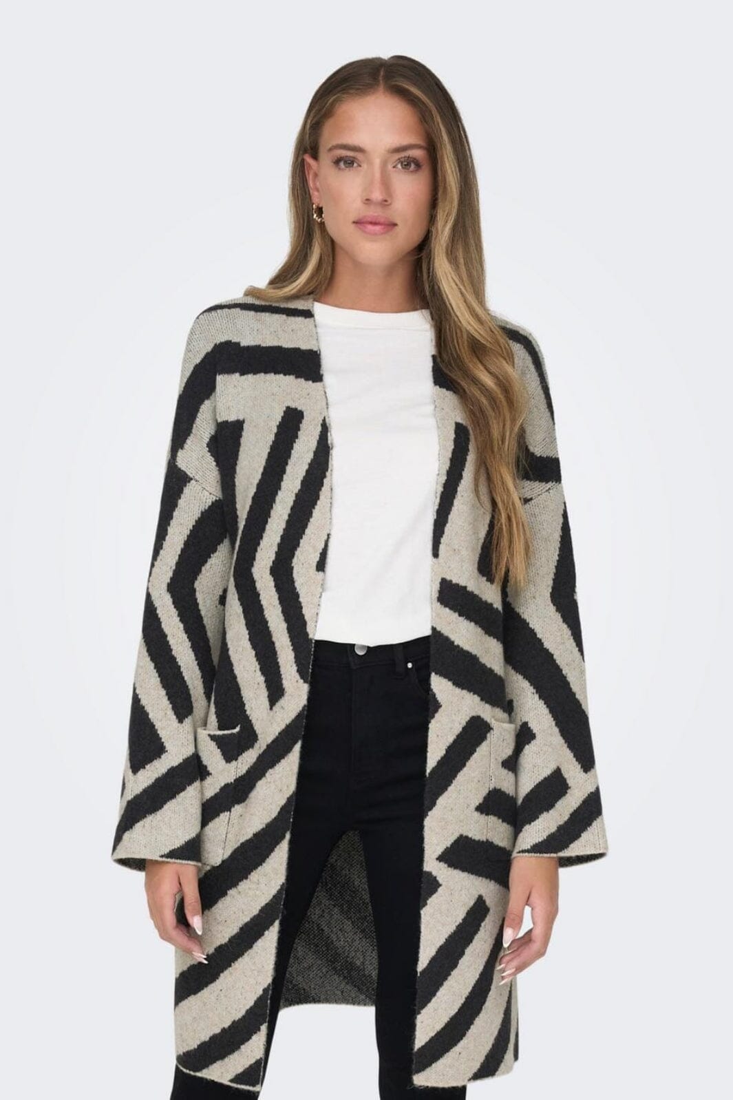 Only - Onlgeorgina Life Ls Jq Belt Cardigan Knt - 4301946 Oatmeal Black Cardigans 
