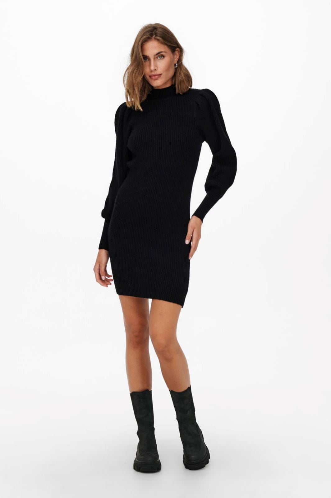 Only - Onlkatia L/S Dress Knt - 3717073 Black Kjoler 