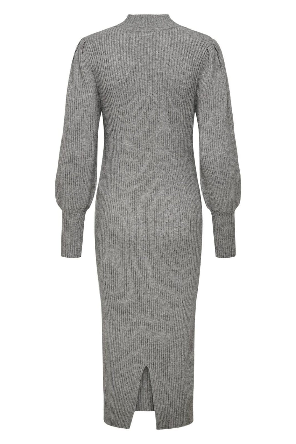 Only - Onlkatia L/S Puff Long Slit Dress Knt - 4422660 Medium Grey Melange Kjoler 