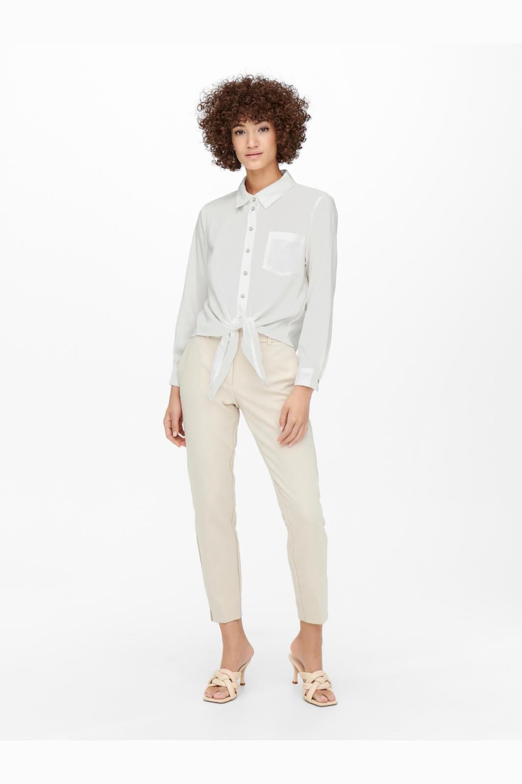 Only, Onllecey Ls Knot Shirt, Cloud Dancer