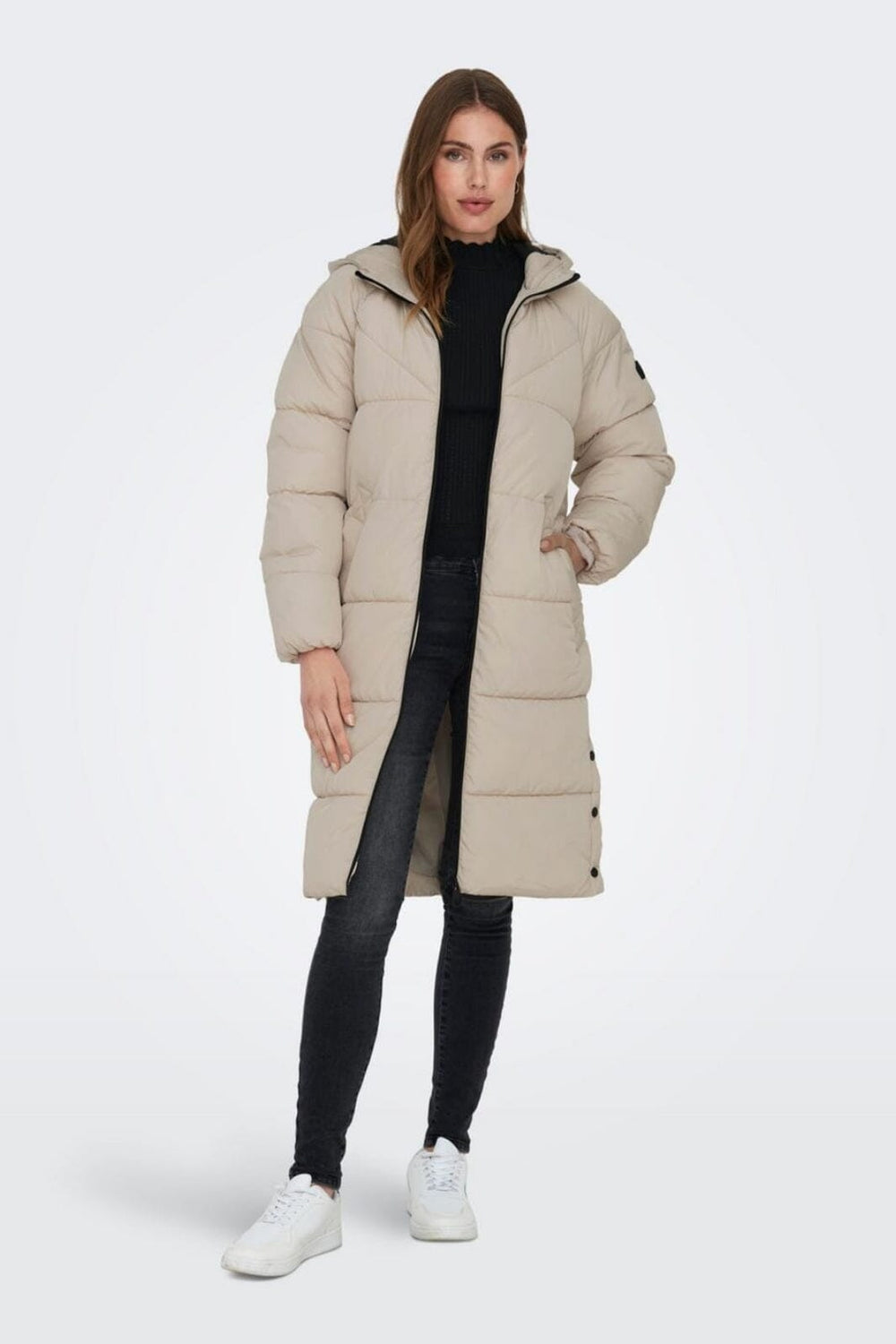 Only - Onlnewamanda Long Puffer Coat Cc - 4327288 Pumice Stone Jakker 