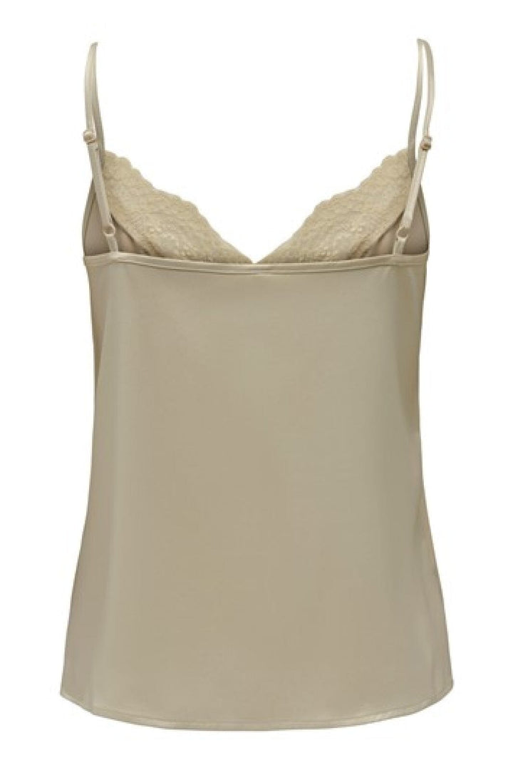 Only - Onlvictoria Sl Lace Mix Singlet - 4235468 Creme Toppe 