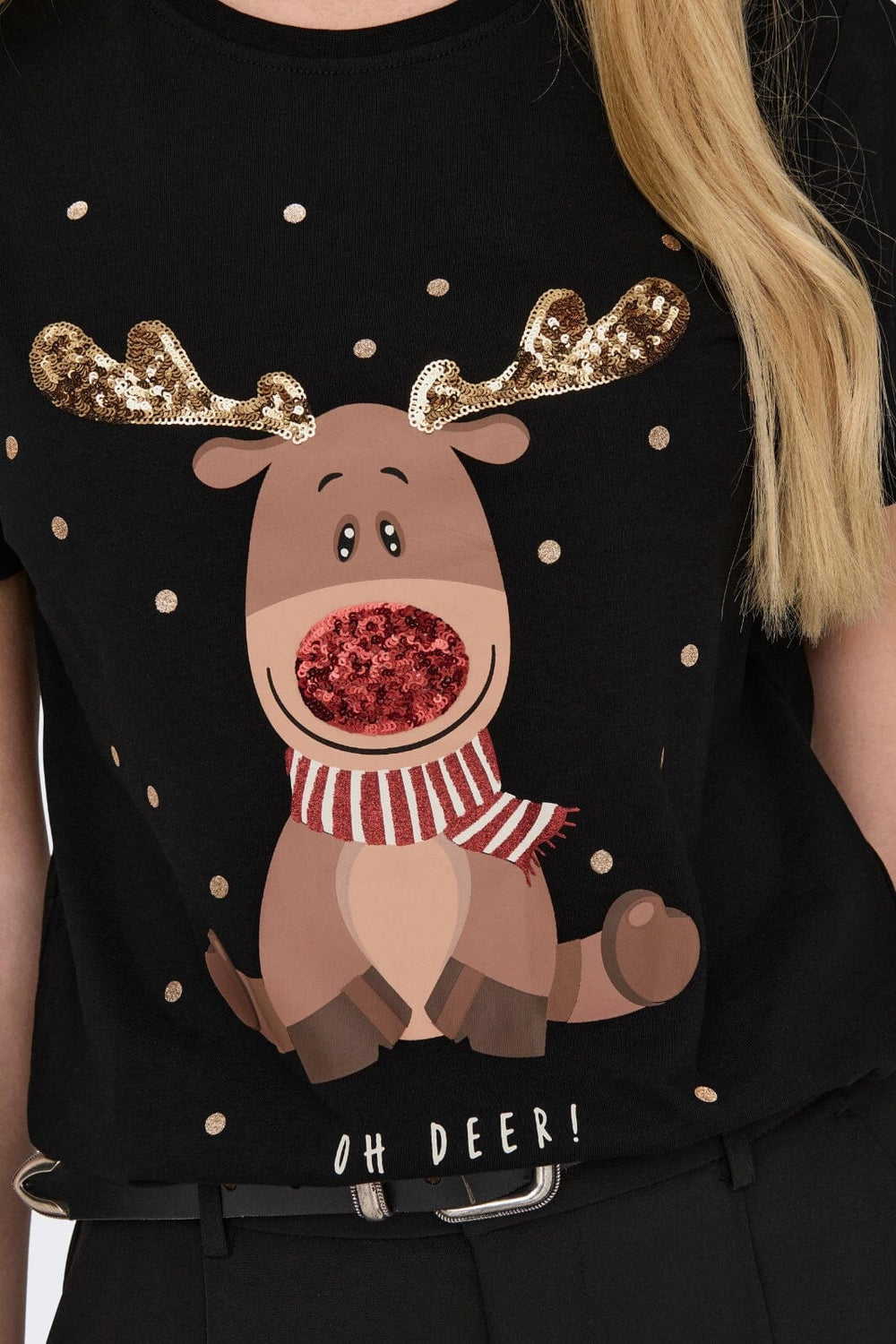 Only - Onlyrsa Life Christmas S/S Top - Black T-shirts 
