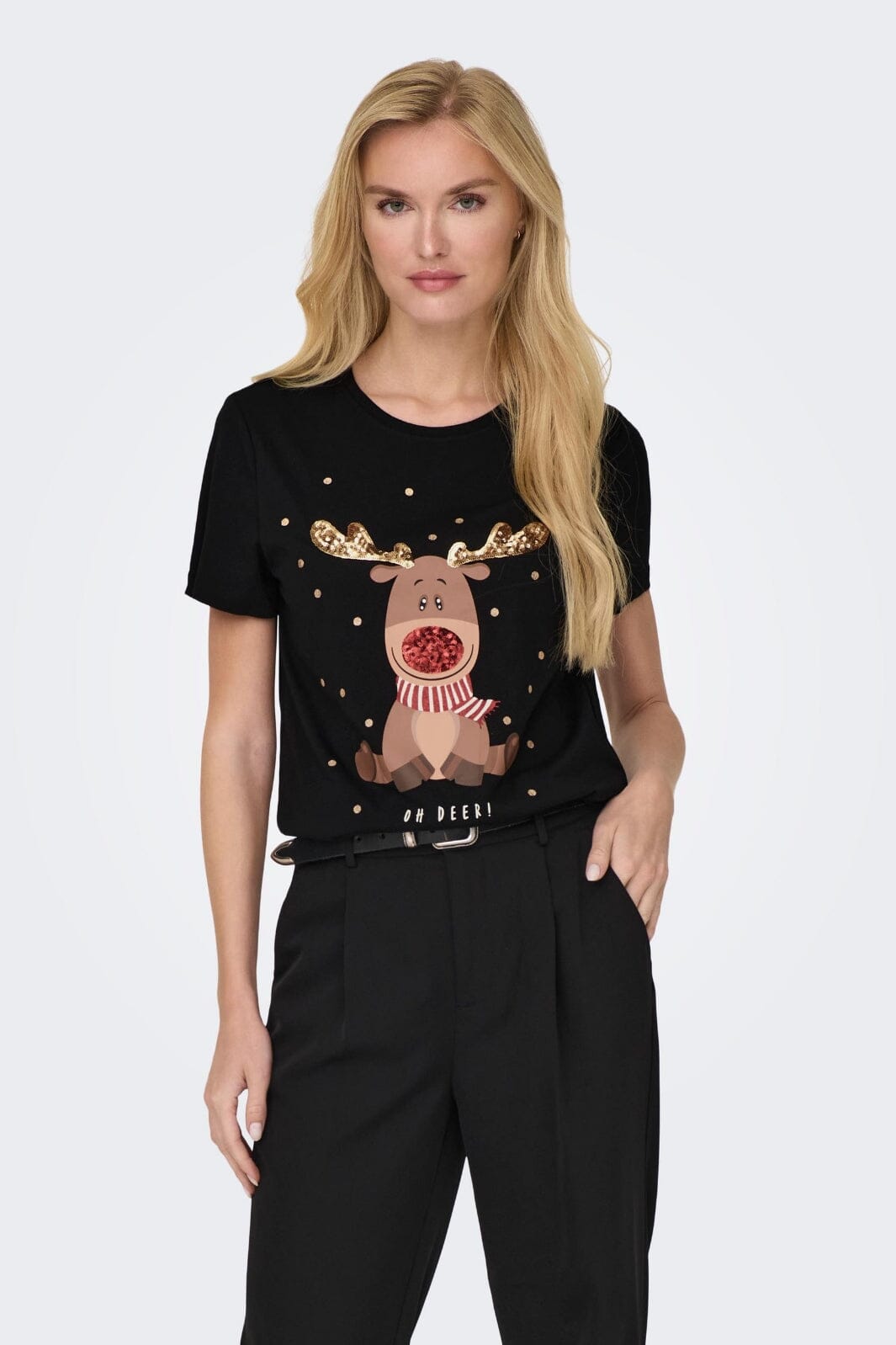 Only - Onlyrsa Life Christmas S/S Top - Black T-shirts 