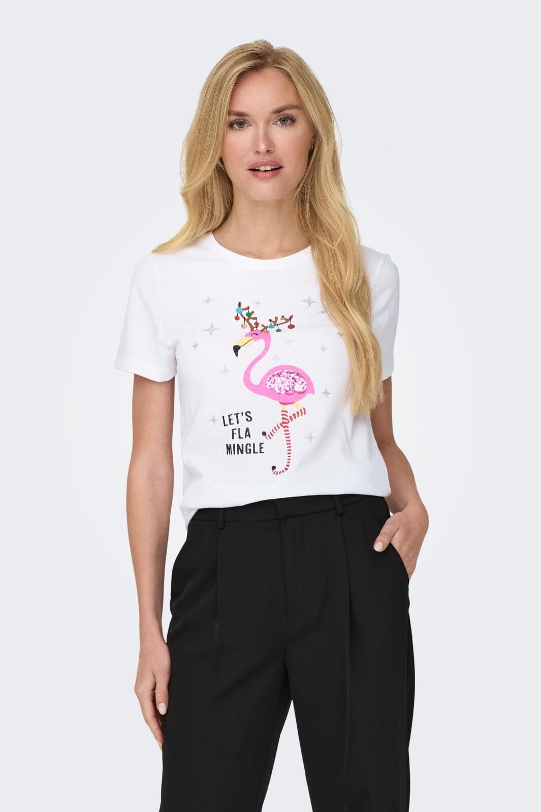 Only - Onlyrsa Life Christmas S/S Top - Bright White T-shirts 