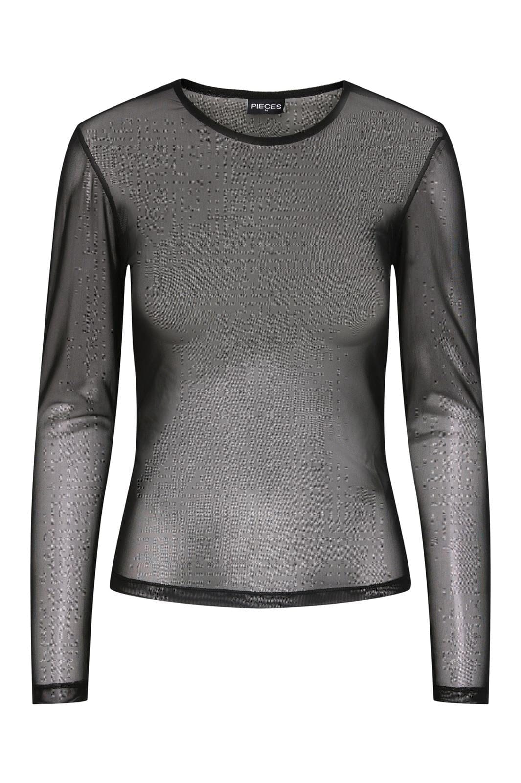 Pieces Curve, Pcninni Ls Mesh Top Qx, Black