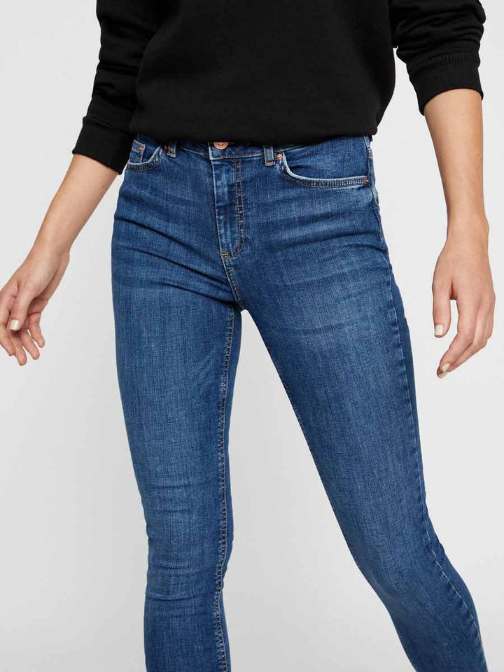 PIECES - Delly Skinny MW Jeans - Medium Blue Denim Jeans 