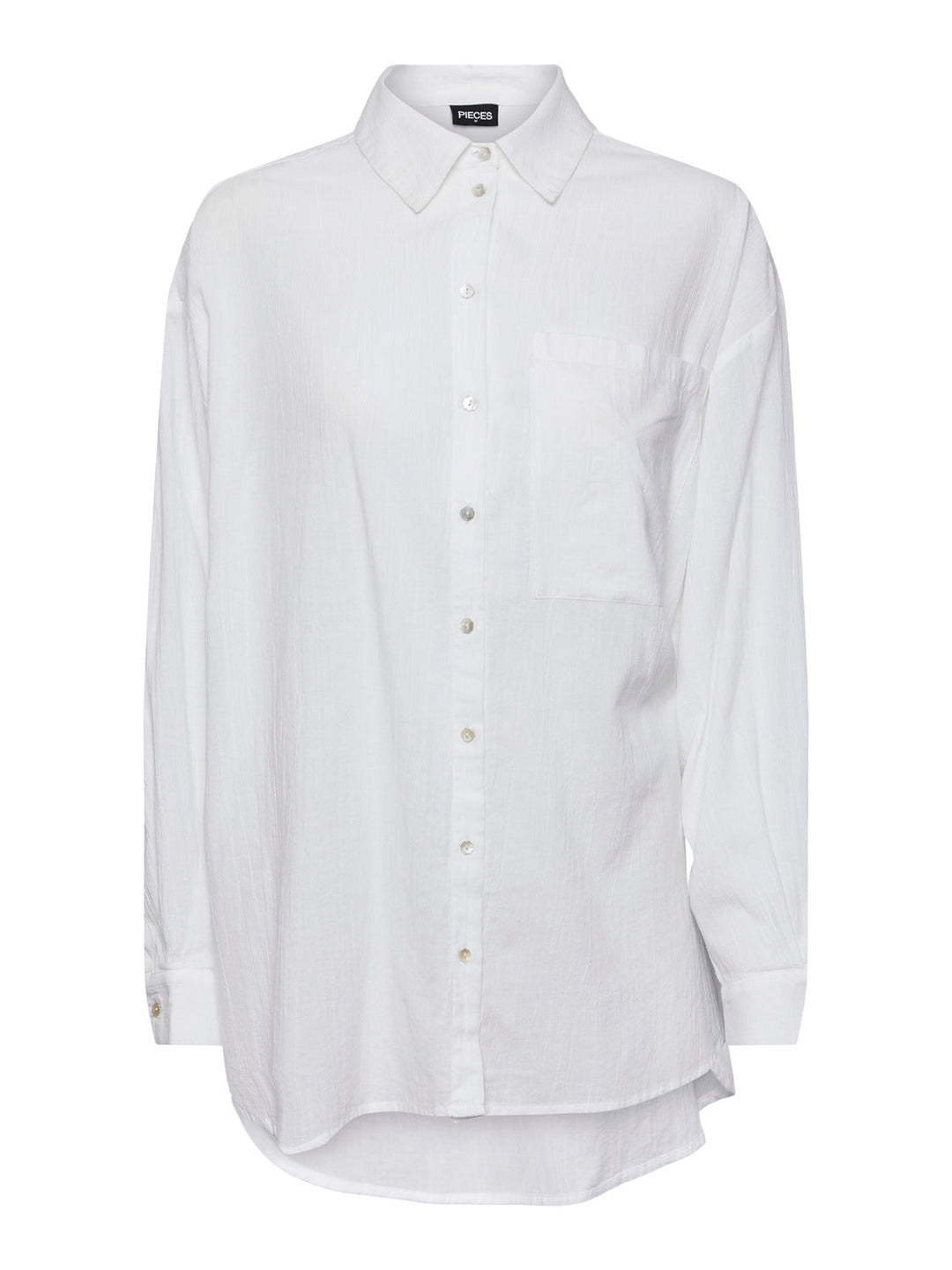 Pieces, Pcbabara Ls Oversize Shirt Sww, Bright White
