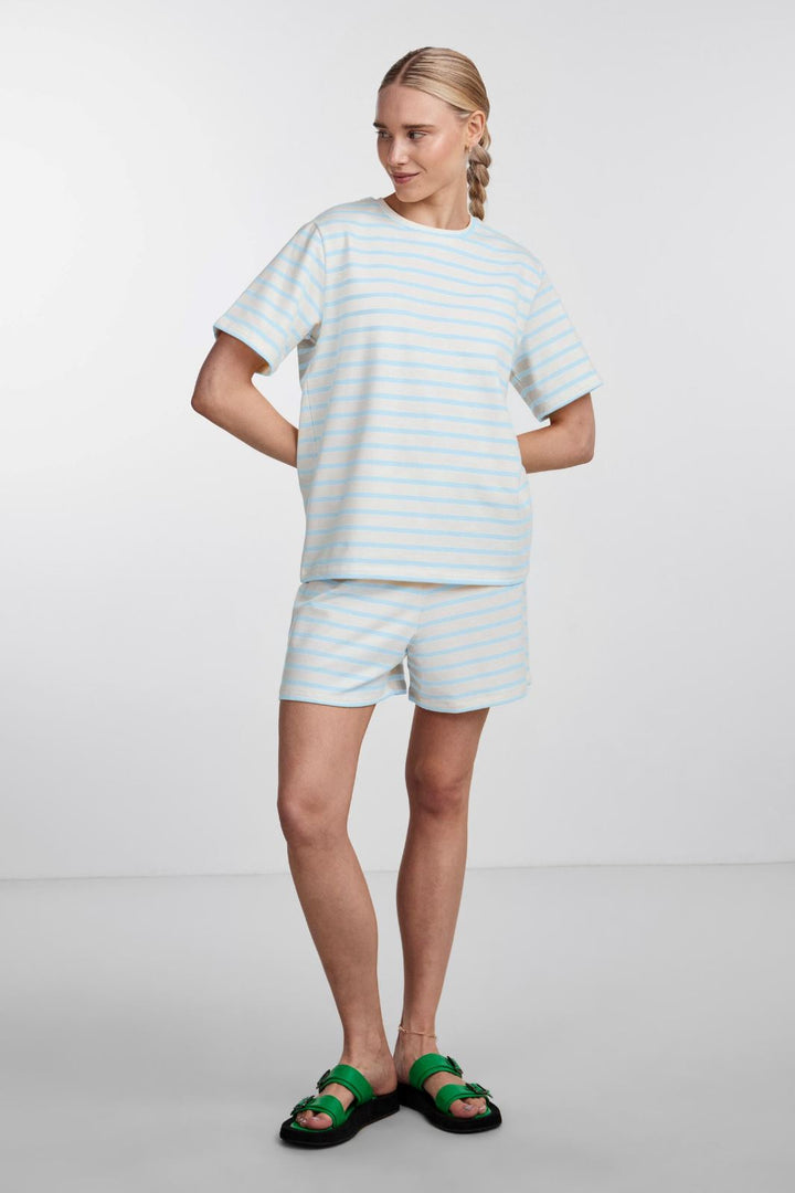 Pieces - Pcbibbi Ss O-Neck Top Pb - 4362143 Cloud Dancer Airy Blue T-shirts 