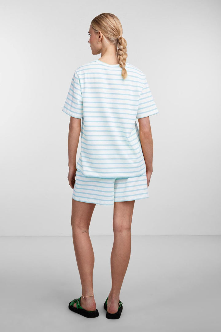 Pieces - Pcbibbi Ss O-Neck Top Pb - 4362143 Cloud Dancer Airy Blue T-shirts 