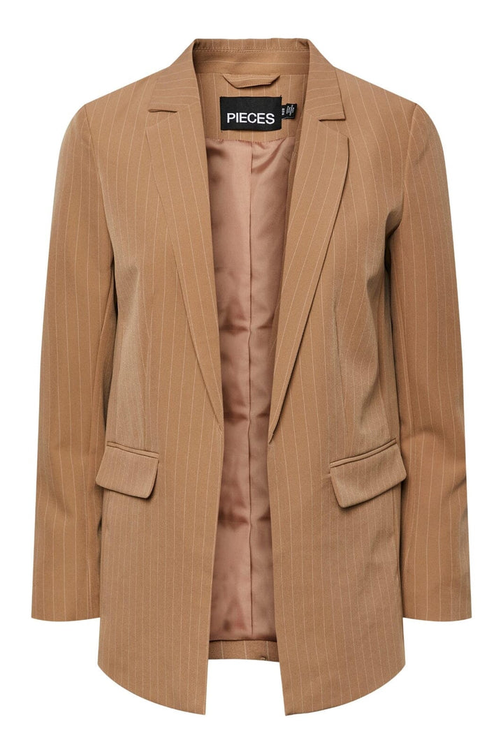 Pieces - Pcbossy Ls Loose Blazer Noos - Silver Mink Pinstripe Blazere 