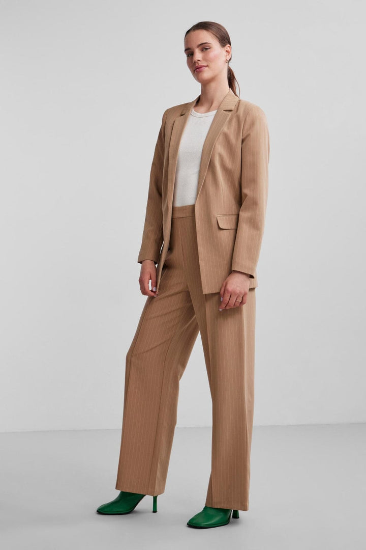 Pieces - Pcbossy Ls Loose Blazer Noos - Silver Mink Pinstripe Blazere 