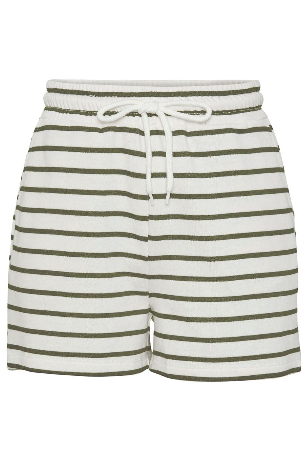 Pieces - Pcchilli Summer Shorts Stripe - 4410141 Cloud Dancer Deep Lichen Green Shorts 