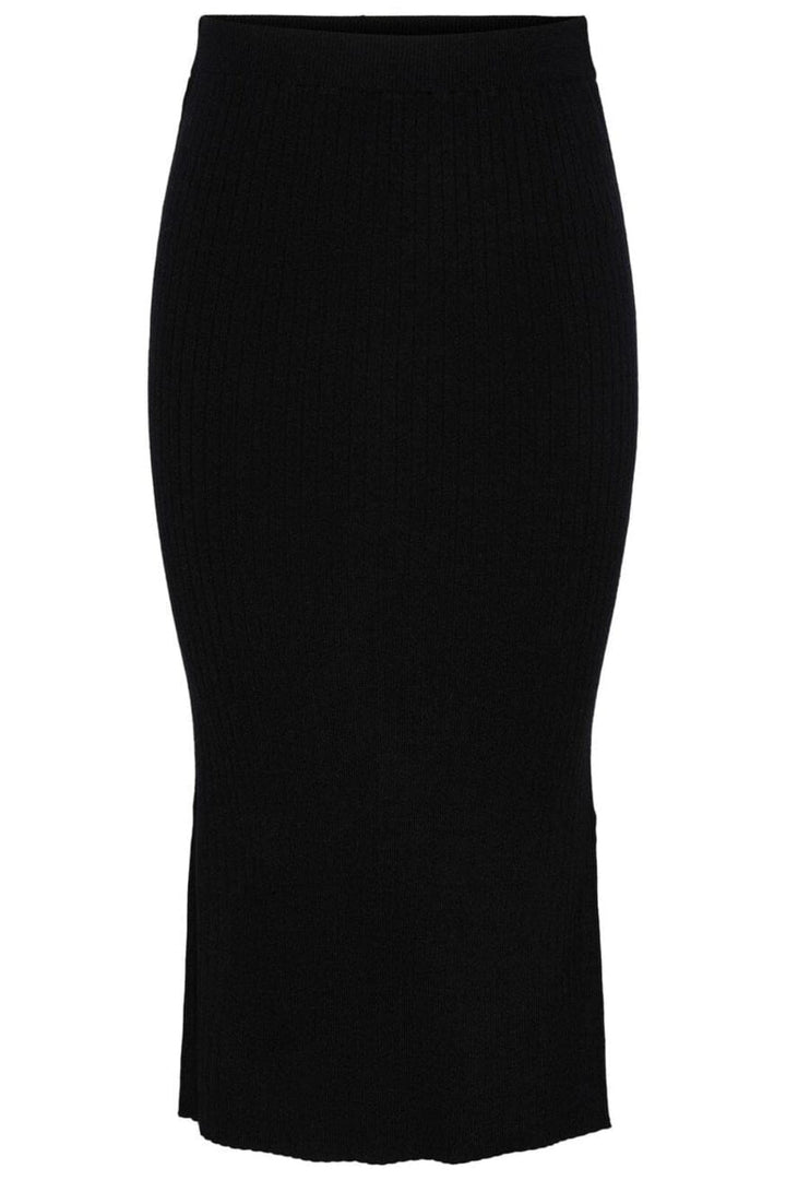 Pieces - Pccrista Midi Knit Skirt - 4350291 Black Nederdele 