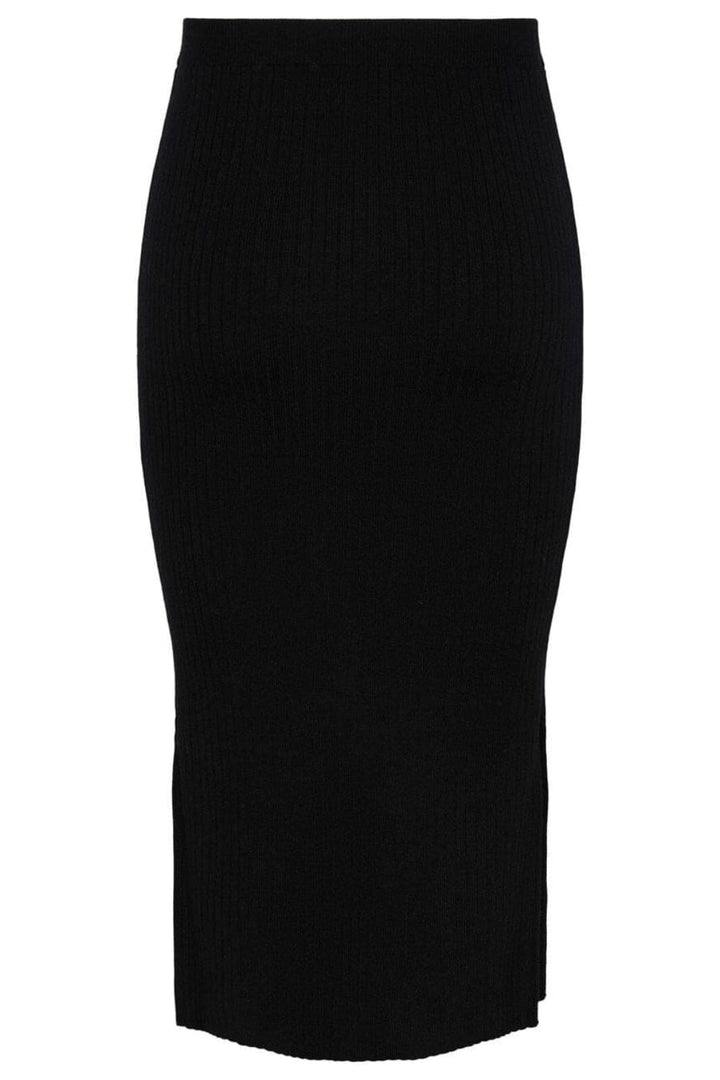 Pieces - Pccrista Midi Knit Skirt - 4350291 Black Nederdele 