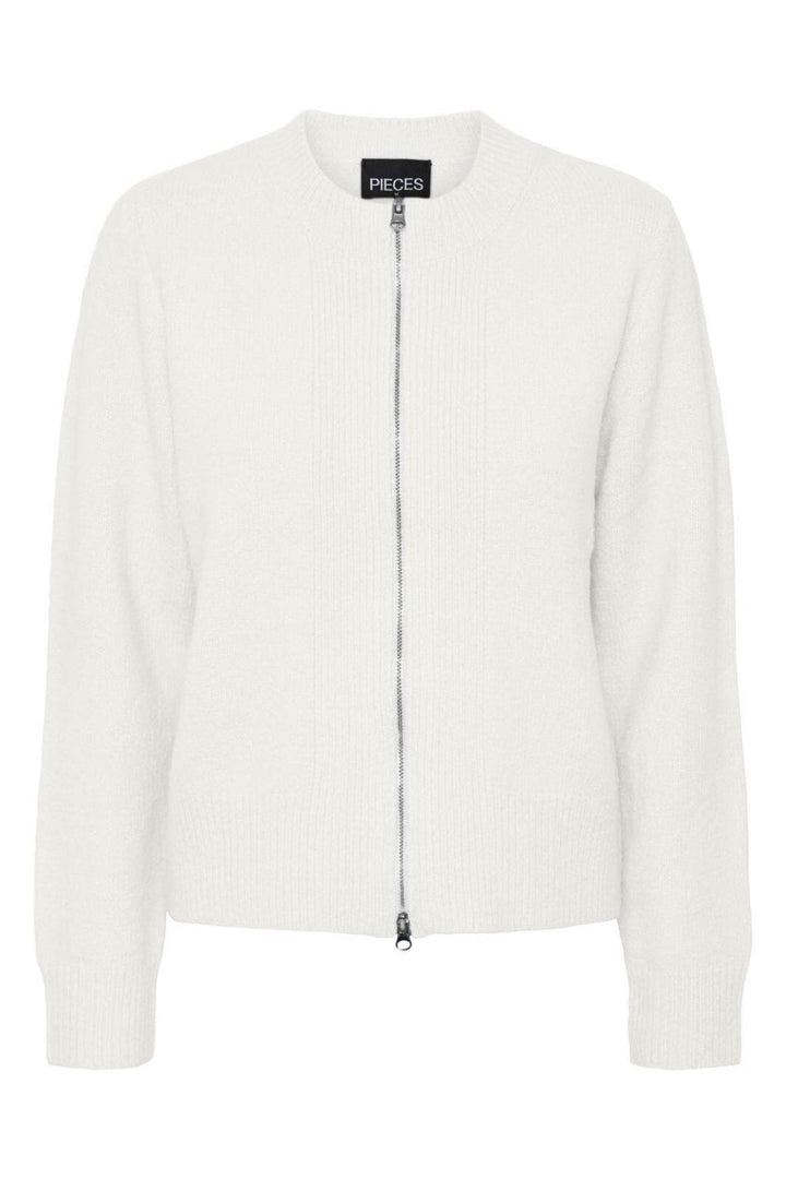 Pieces - Pcdanni Ls O-Neck Knit Cardigan - Cloud Dancer Cardigans 
