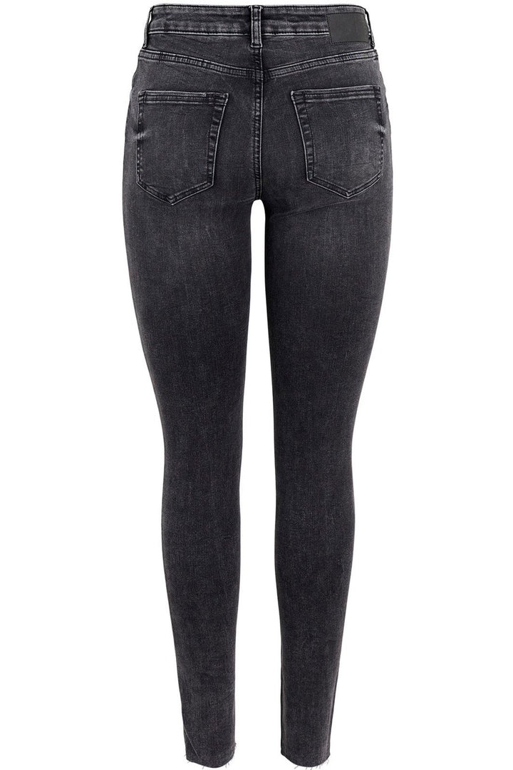 PIECES - PcDelly Skn MW RAW Jeans - Dark Grey Denim Jeans 
