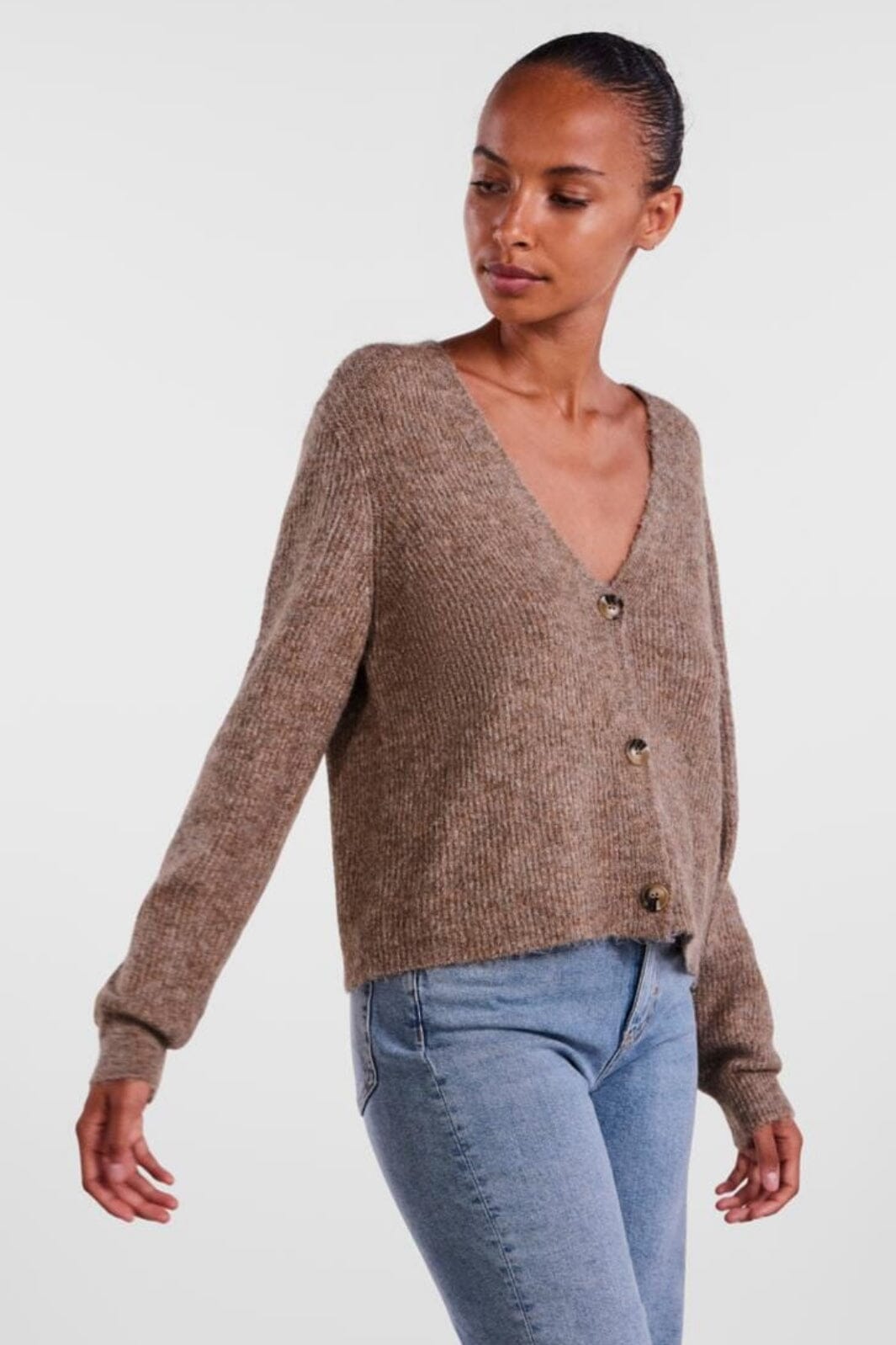 Pieces - Pcellen Ls Knit Cardigan - 3923619 Fossil Cardigans 