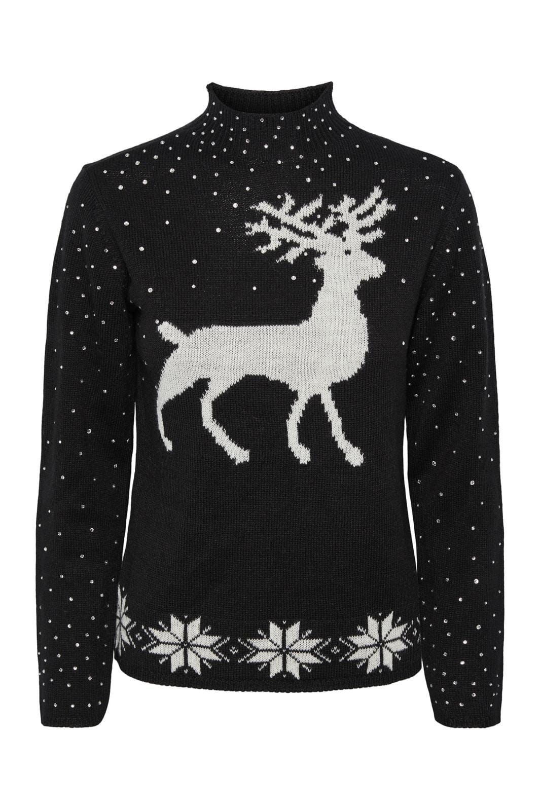 Pieces, Pcfira Christmas Glitter Knit Kac, Black WHITE REINDEER