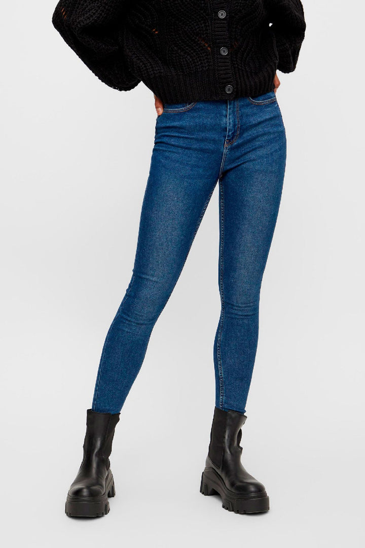 Pieces - PcHighFive Flex Black Skinny Jeans - Medium Blue Denim Jeans 