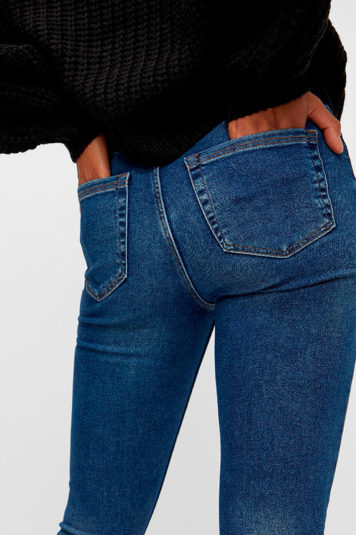Pieces - PcHighFive Flex Black Skinny Jeans - Medium Blue Denim Jeans 