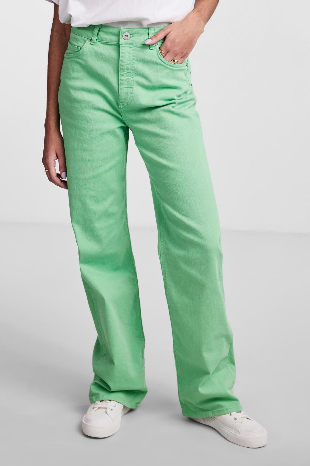 Pieces - Pcholly Hw Wide Jeans - Absinthe Green Bukser 