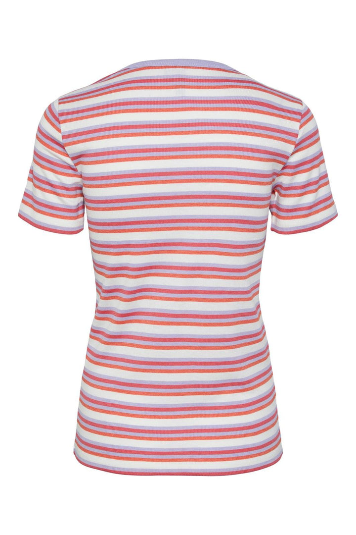 Pieces, Pcjayjay Ss Top, Cloud Dancer HOT CORAL-LAVENDER-SUGAR PLUM