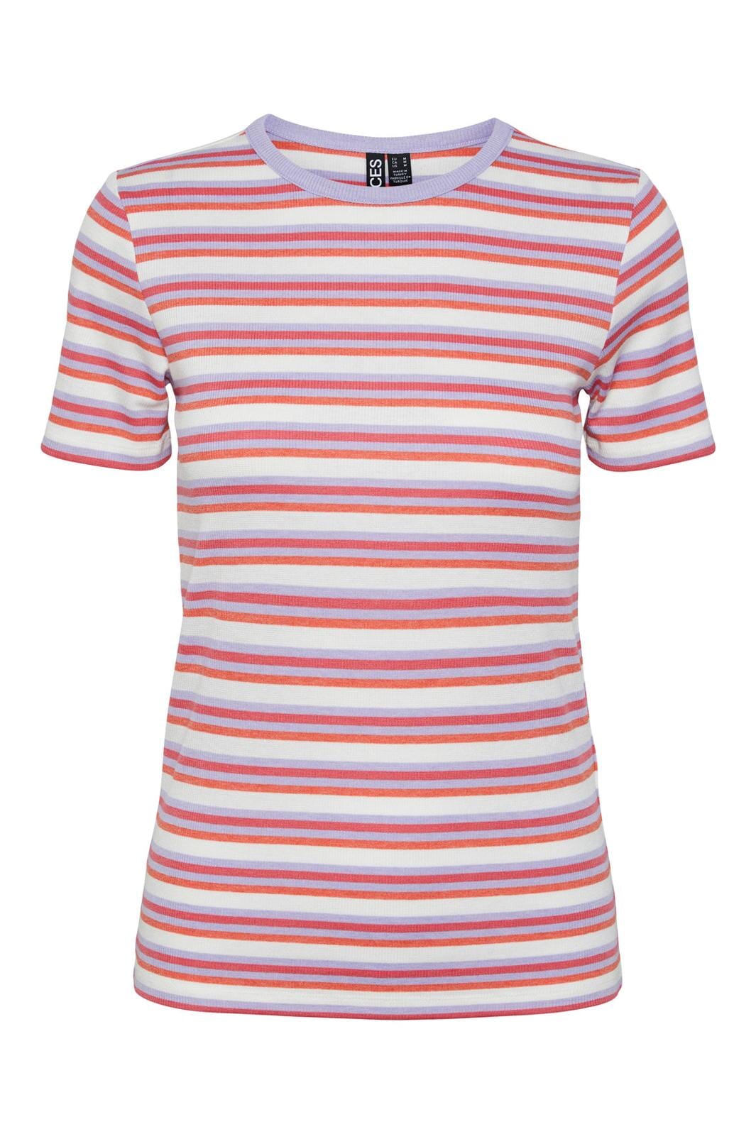 Pieces, Pcjayjay Ss Top, Cloud Dancer HOT CORAL-LAVENDER-SUGAR PLUM