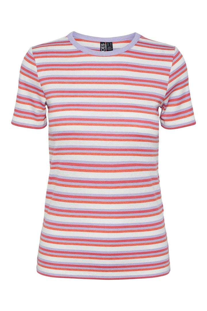 Pieces, Pcjayjay Ss Top, Cloud Dancer HOT CORAL-LAVENDER-SUGAR PLUM