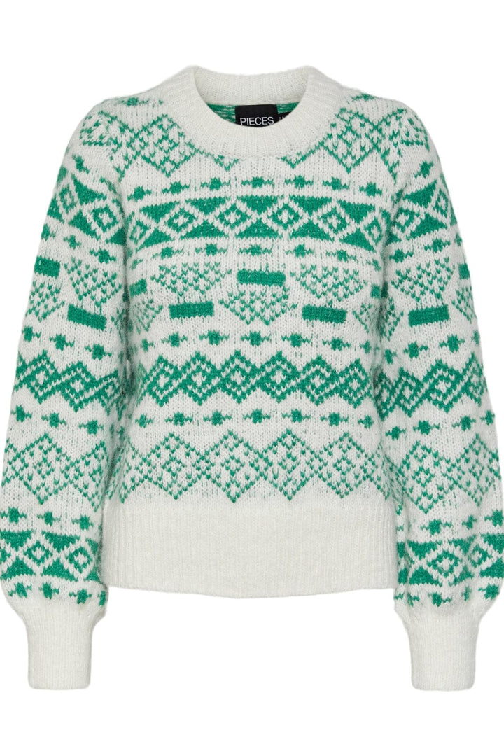 Pieces - Pcjianna Ls O-Neck Knit - 4311913 Cloud Dancer Amazon Strikbluser 