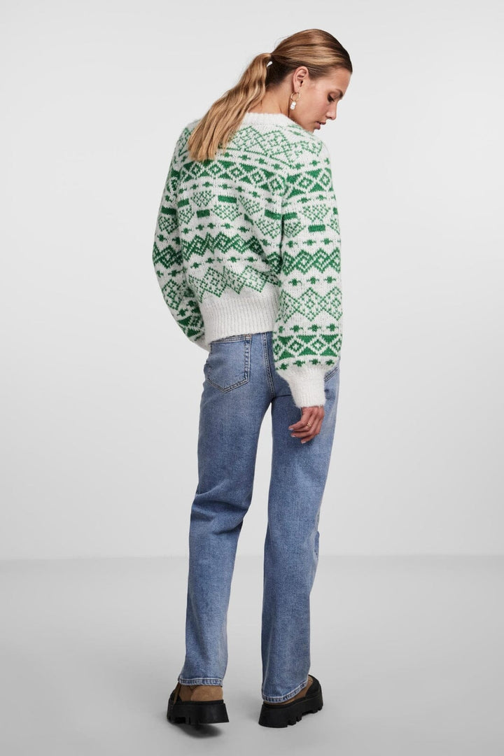 Pieces - Pcjianna Ls O-Neck Knit - 4311913 Cloud Dancer Amazon Strikbluser 