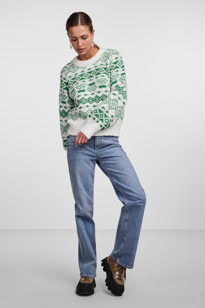 Pieces - Pcjianna Ls O-Neck Knit - 4311913 Cloud Dancer Amazon Strikbluser 