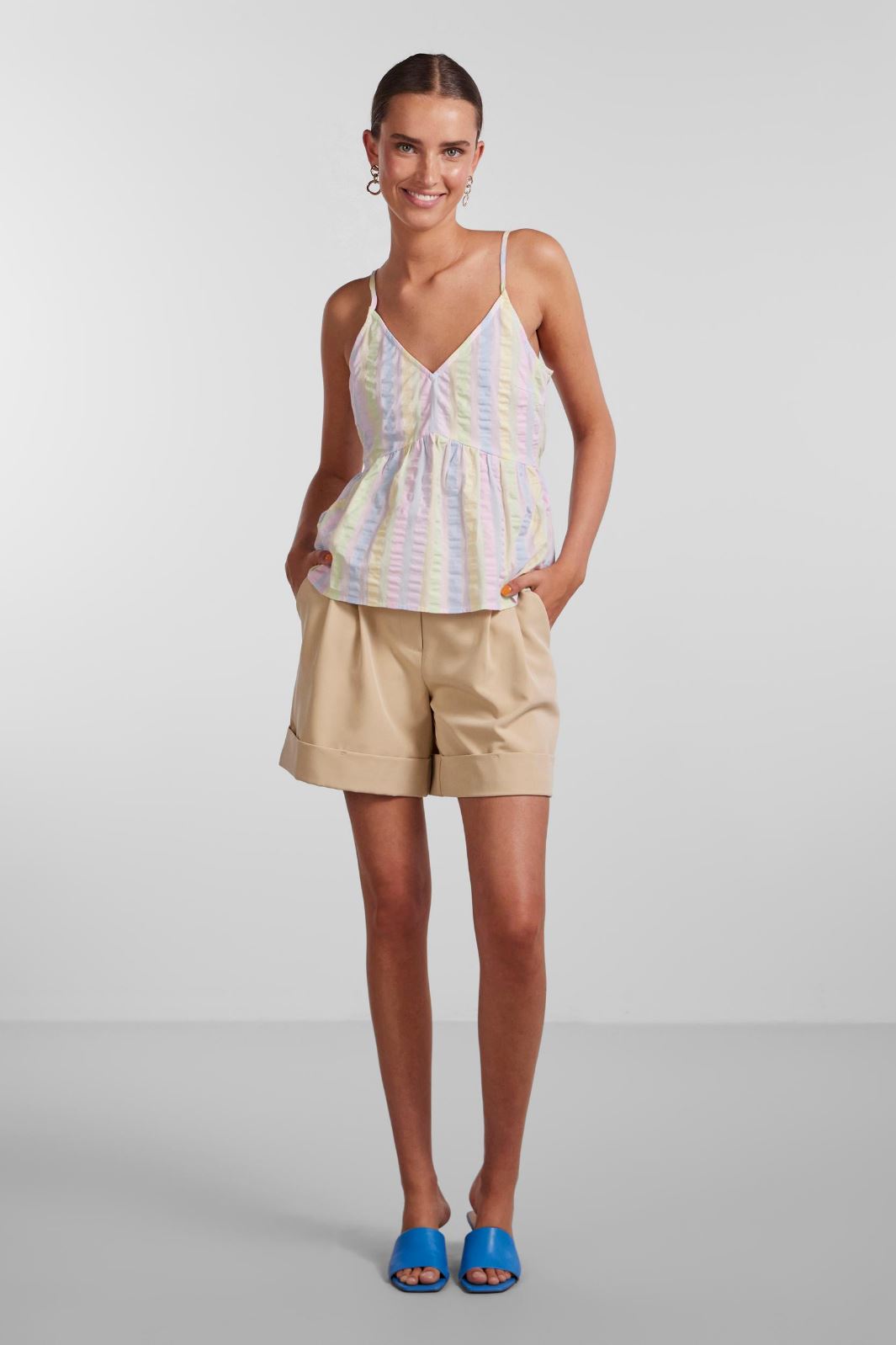 Pieces - Pckaitlyn Singlet - Pink Lady Multi stipes Toppe 