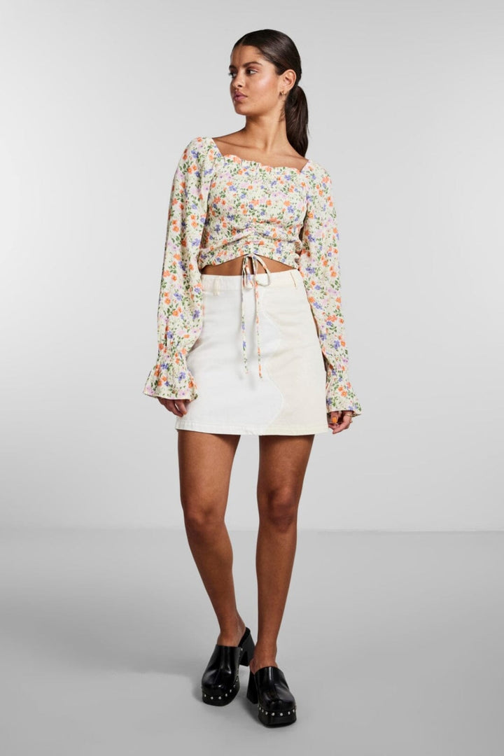 Pieces - Pckaja Contrast Skirt - Whitecap Gray Cloud Dancer Nederdele 