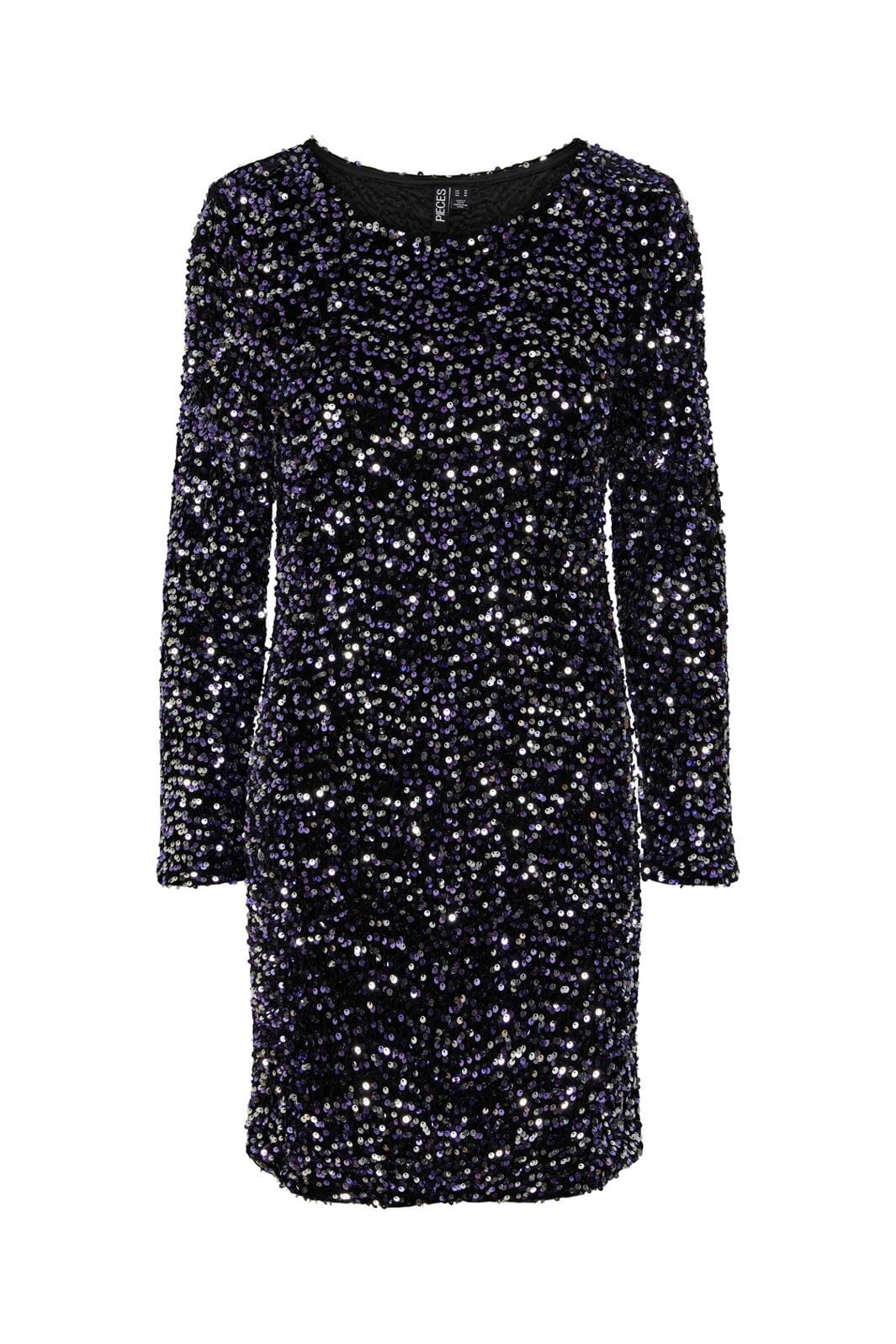 Pieces, Pckam Ls New Dress, Black Purple silver sequins