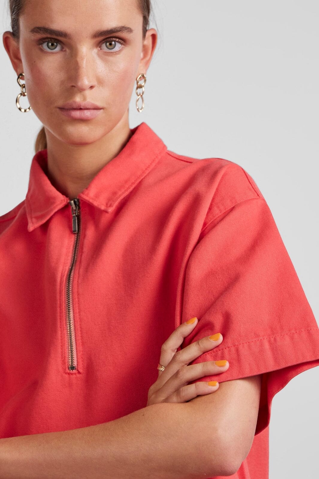 Pieces - Pckevin A-Shape Ss Dress - Hot Coral Kjoler 