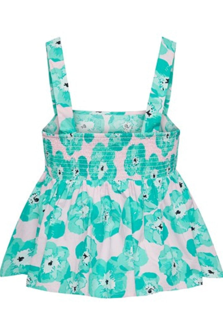 Pieces - Pckhalia Sl Top - Electric Green Big flower Toppe 