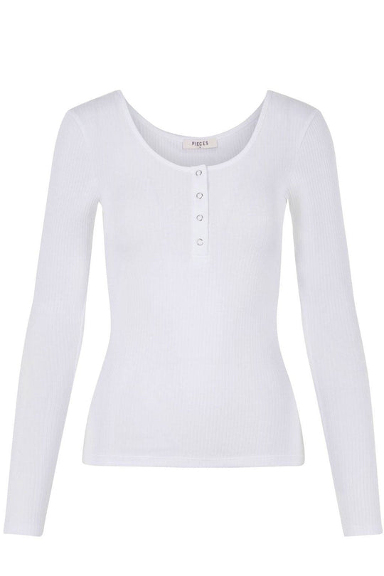 Pieces - PcKitte LS Top - Bright White