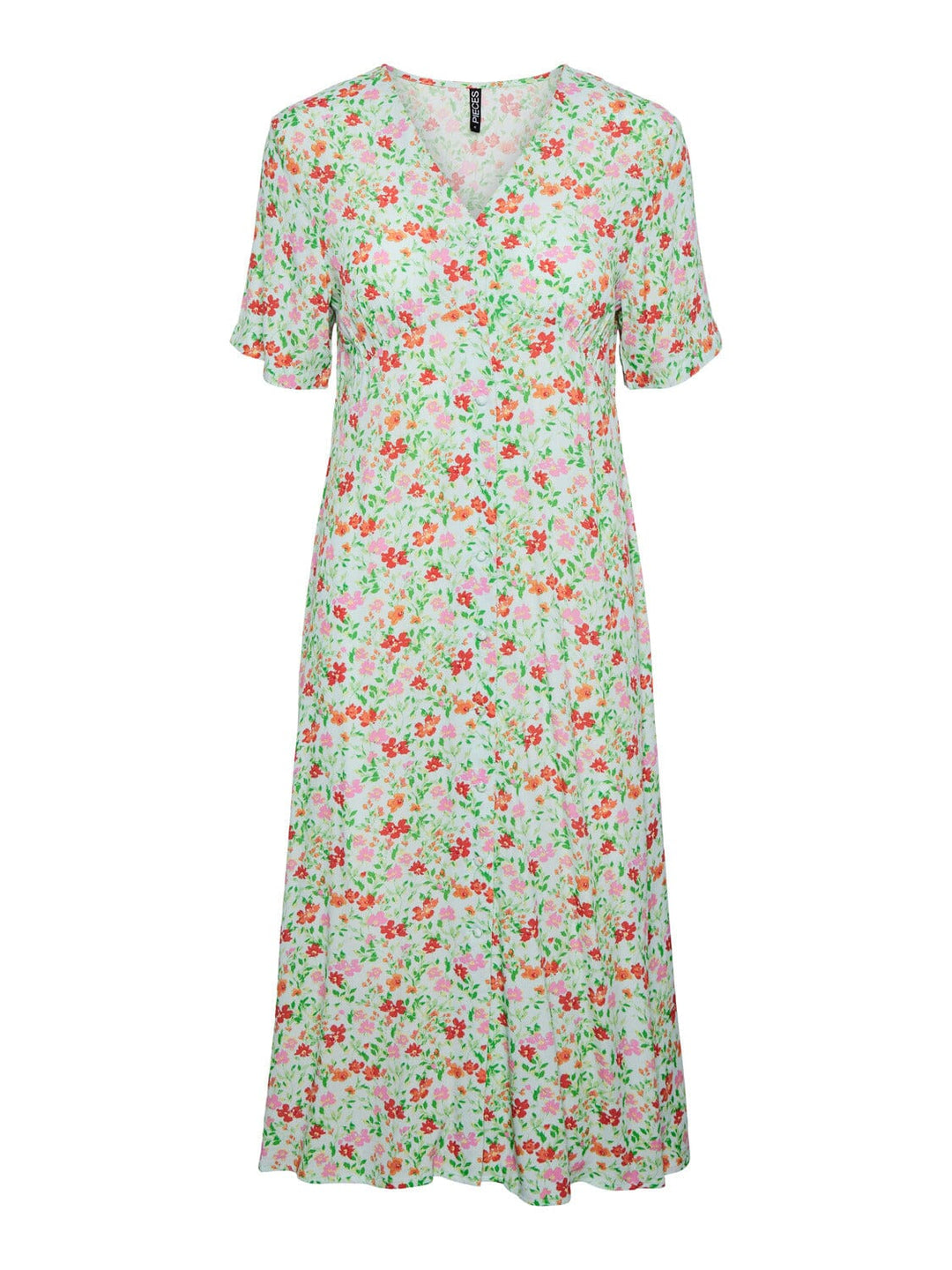 Pieces, Pckorine Ss Midi Dress, Fair Aqua Flower aop