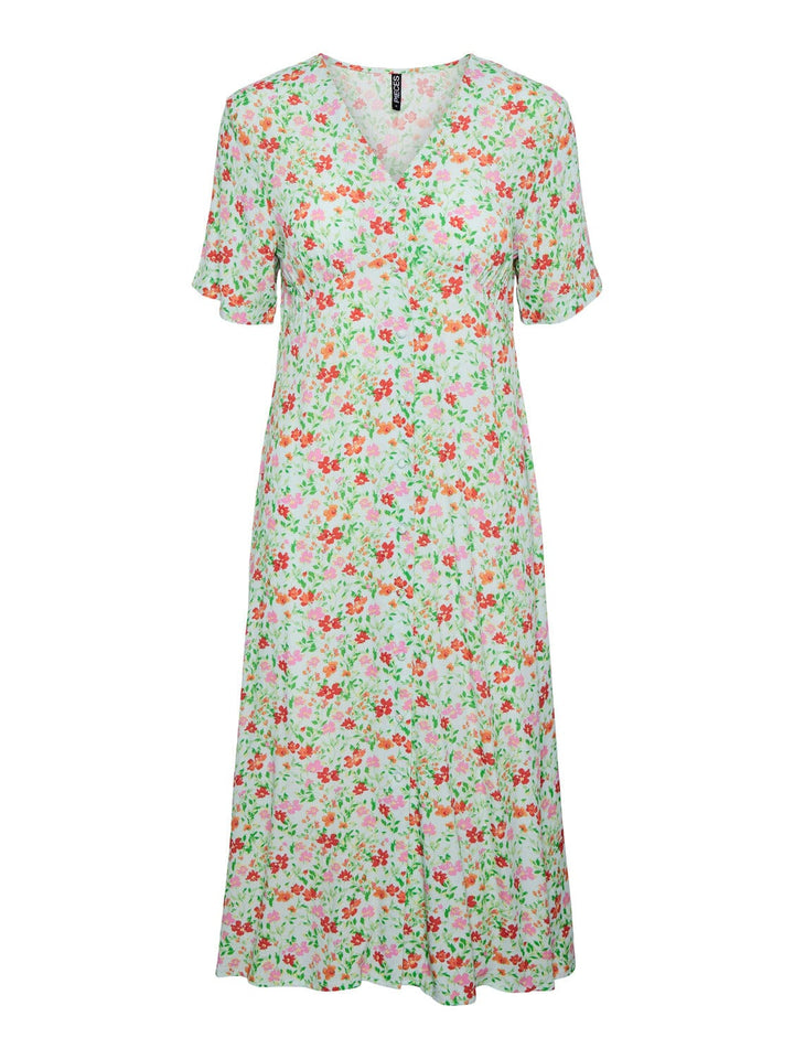 Pieces, Pckorine Ss Midi Dress, Fair Aqua Flower aop