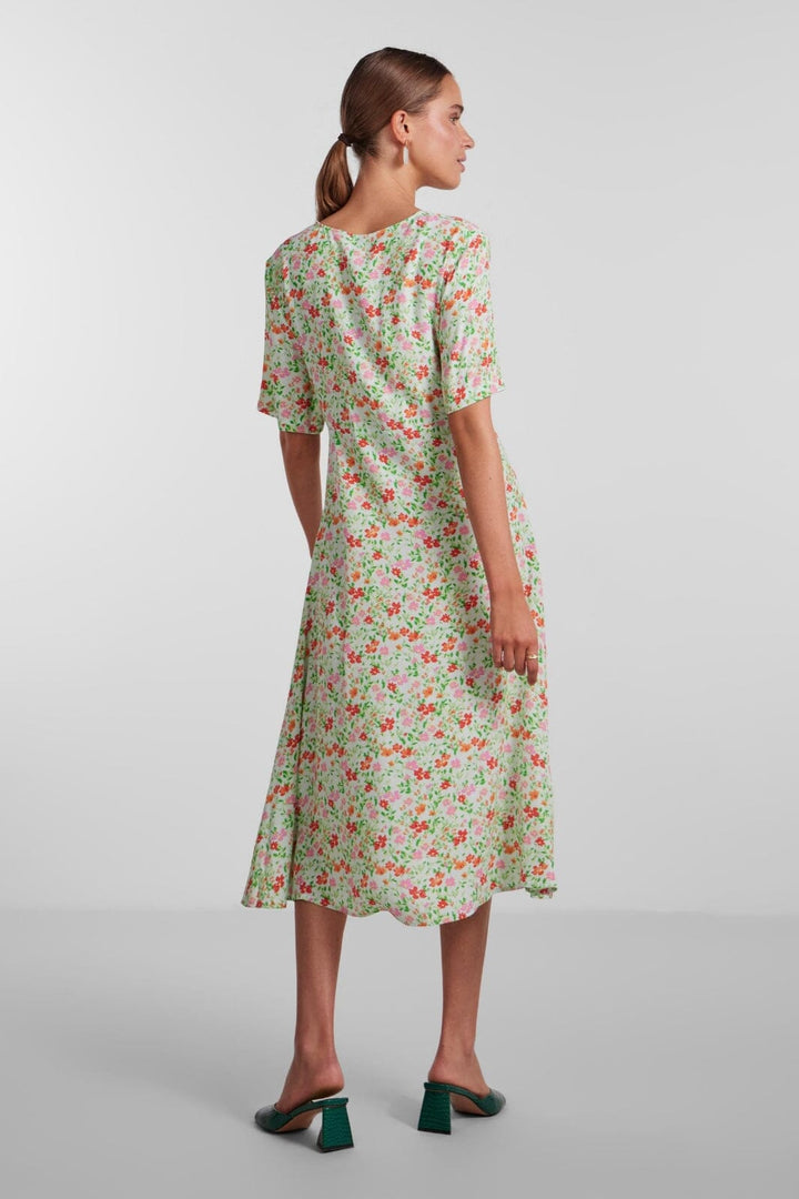 Pieces - Pckorine Ss Midi Dress - Fair Aqua Flower aop Kjoler 