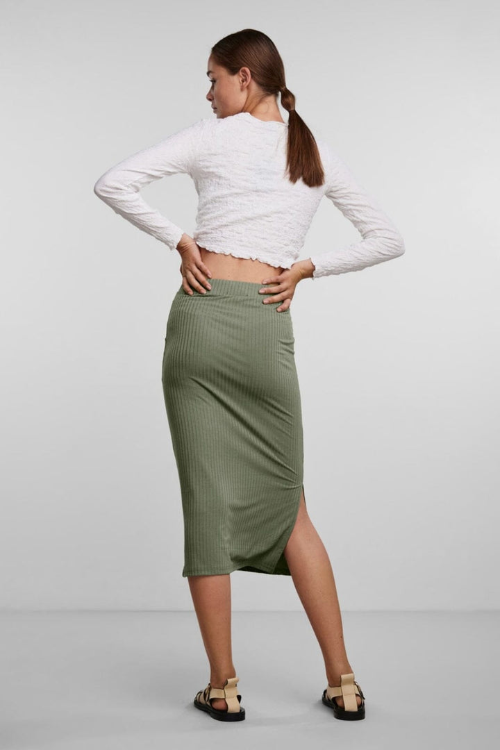 Pieces - PcKylie MW Midi Skirt - Deep Litchen Green Nederdele 