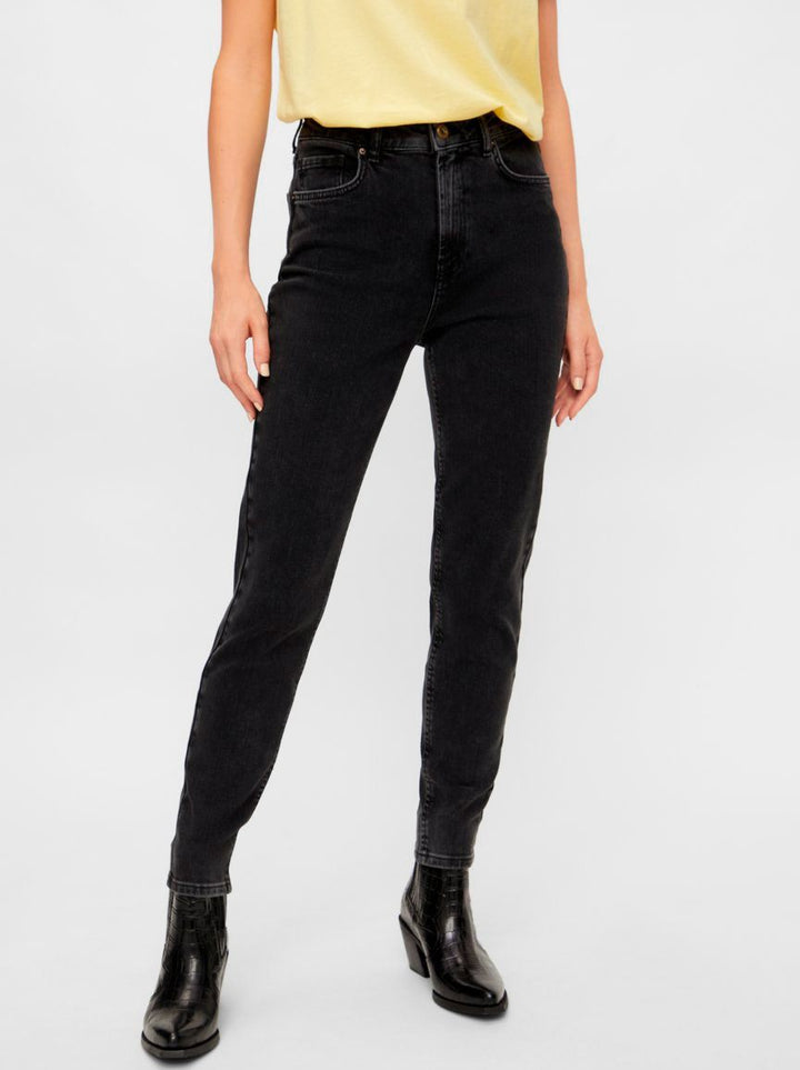 Pieces - PcLeah Mom HW Pants - Black Jeans 