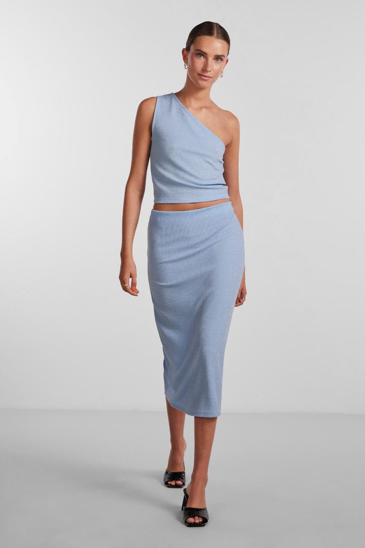 Pieces - Pclina One Shoulder Top - Airy Blue Toppe 