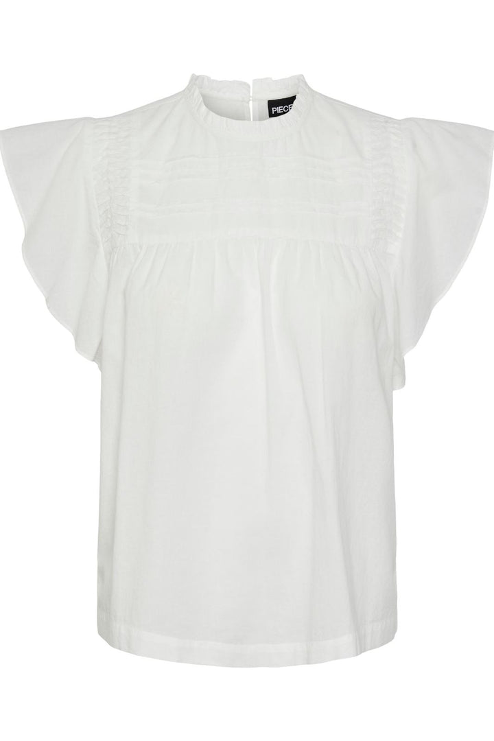 Pieces - Pclogan Cap Sleeve Top - Cloud Dancer Toppe 