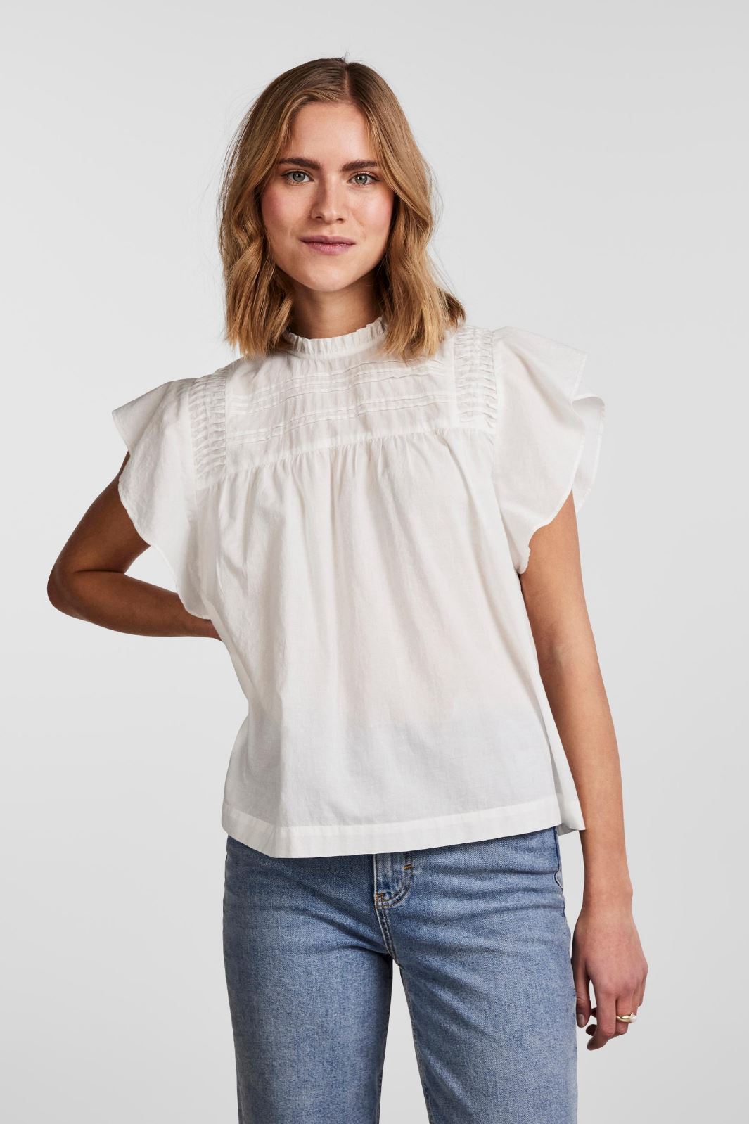 Pieces - Pclogan Cap Sleeve Top - Cloud Dancer Toppe 