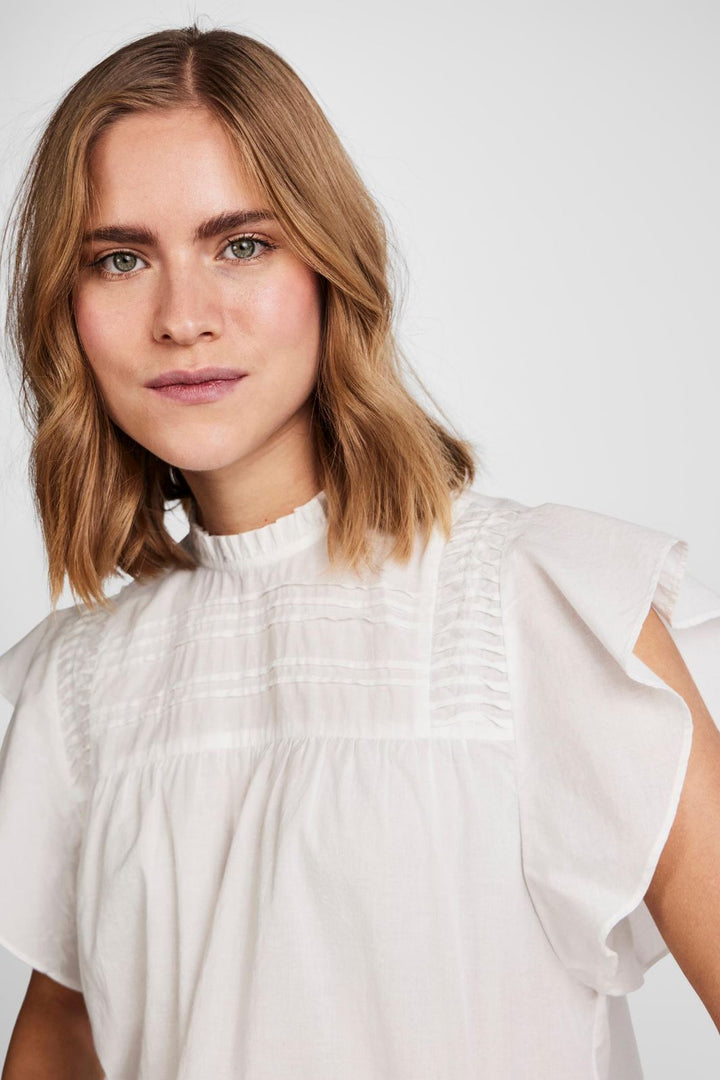 Pieces - Pclogan Cap Sleeve Top - Cloud Dancer Toppe 