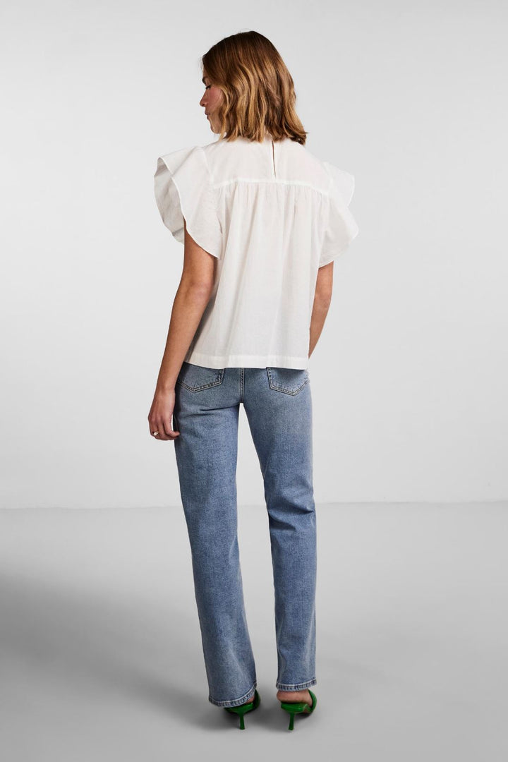 Pieces - Pclogan Cap Sleeve Top - Cloud Dancer Toppe 