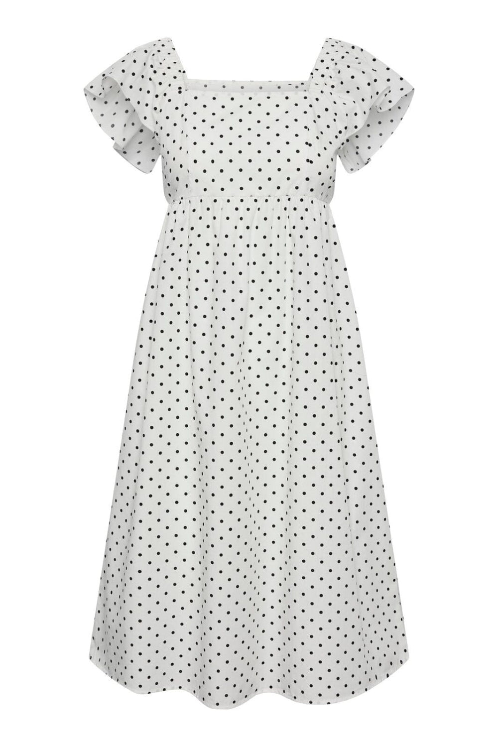 Pieces - Pcmalou Sl Midi Frill Dress - 4350674 Bright White Black Dot Kjoler 